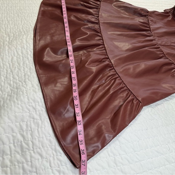 Entro Gliding Along Charlene Dress Chocolate Faux Leather Tiered Dress - Picture 9 of 16